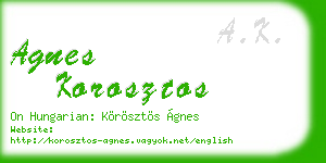 agnes korosztos business card