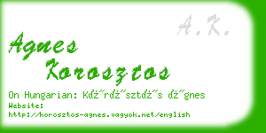 agnes korosztos business card